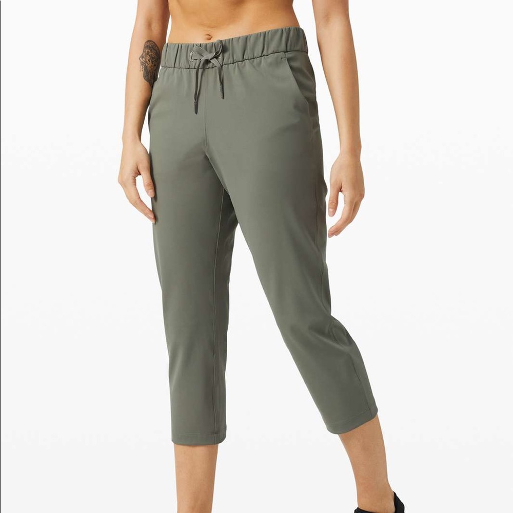 NWT On the fly crop in grey sage